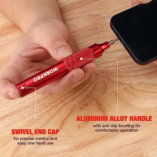 WORKPRO 24 in 1 Multi Bit Mini Screwdriver Set Magnetic, Red - color: Red