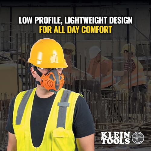 Klein Tools 80180 Reusable P100 Half-Mask Respirator with 4 Replaceable Filters for Dust, Metal Fumes, and Oil Mist, M/L