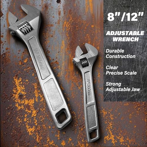4-Piece Wrench Pliers Set,8 & 12 Inch Adjustable Wrench Set with 8 & 10 Inch Groove Joint Pliers for Home Repair - style: 4 Pack 8" & 10"&12"