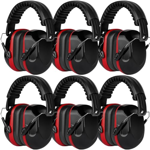 6 Pack Noise Reduction Ear Protection Ear Muffs, 34dB Noise Canceling Headphones For for Adults Kids - color: Red
