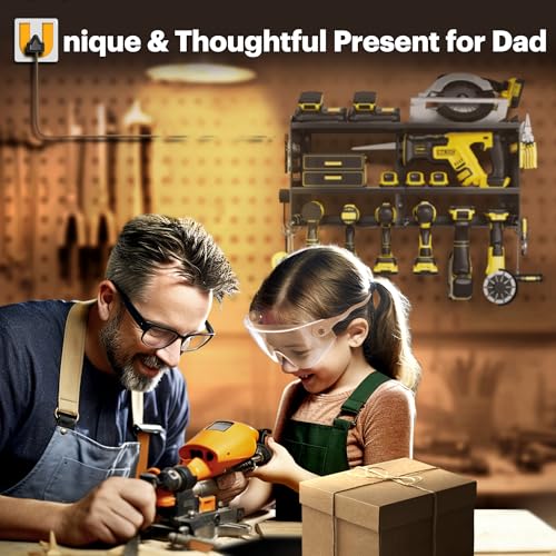 Spampur Power Tool Organizer Wall Mount with Charging Station - color: Black, size: 6 Slots