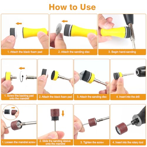 313 PCS 1 Inch Sanding Discs and Drums, 60-10000 Grit Sandpaper Hook and Loop Discs, 80 Grit Sanding Drums for Rotary Tool, Corded Drill, Cordless Drill