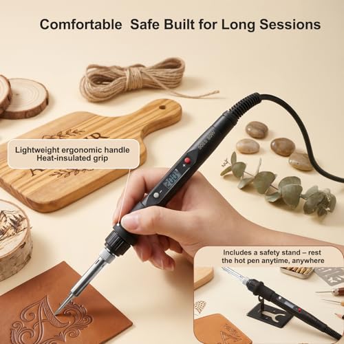 Professional Wood Burning Kit, 60 Pcs Adjustable Temperature Wood Burning Pen Set - Ultimate DIY Wood Burning Tool in Premium Metal Case, Ideal Gift for Pyrography, Wood, Leather, Carving, Soldering