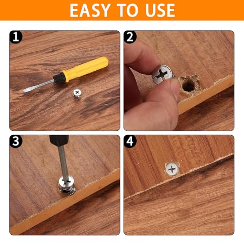 390PCS Cam Locks for Furniture 3-in-1 Eccentric Hardware Wheels Furniture Fasteners Cam Lock Nuts and Cam Screws Furniture Cam Lock Fasteners for Drawer Dresser Cabinet