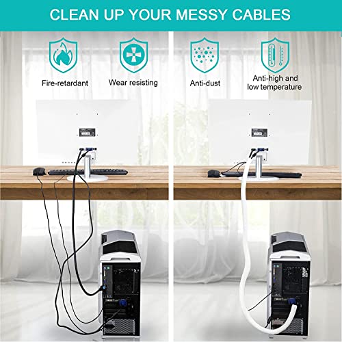 6.6ft, 1.2 inch White Cable Sleeve - color: White, size: 6.6ft, 1.2inch