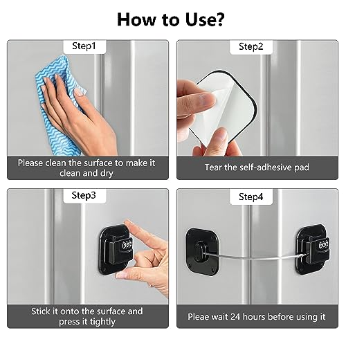 Refrigerator Lock, Heavy Duty Fridge Lock, Combination Lock for Refrigerator Cabinets, Drawers, Safety, Easy Install No Keys Needed (Black-1Pack) - color: Black-1Pack