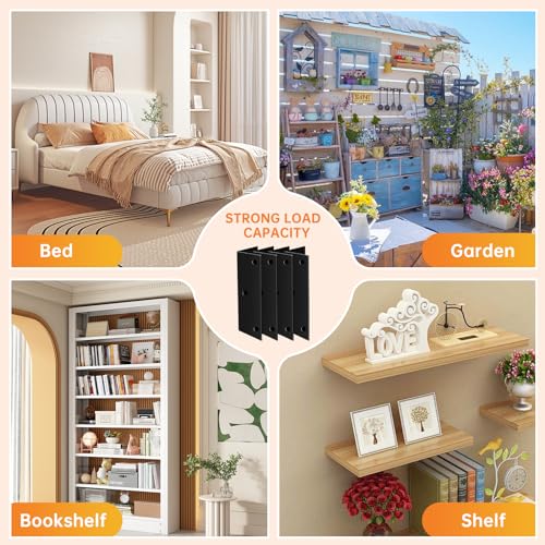 2x4 Corner Brackets for Wood, Heavy Duty L Brackets 90 Degree,4 Pack - size: Black-4pcs