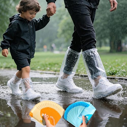 Individually Packaged Rain Shoe Covers for Adults, 40 Pcs Clear Disposable Plastic Shoe Ponchos, Wear-resistant & Portable，Perfect for Use in Rain, Snow and Disney (Kids + Adults, L 40Pcs) - size: Kids + Adults L 40Pcs