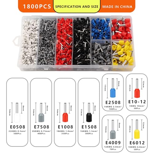 AWG 23-7 Ferrule Crimping Tool Kit with 1800PCS Connectors