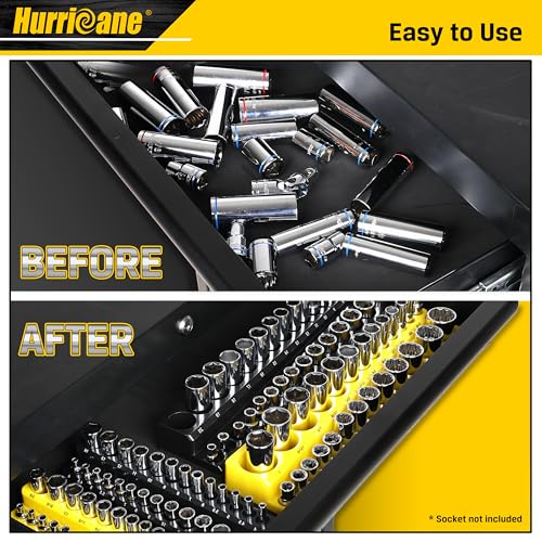 HURRICANE Magnetic Socket Organizer Set, 6 Piece Socket Holder Set Includes 1/4", 3/8", 1/2" Drive Metric SAE Socket Trays - size: 6 Piece