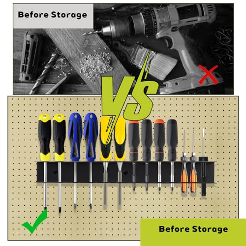 2 Pcs Screwdriver Plier Organizer Wall Mount, Screwdriver Rack, Metal Plier Holder Utility Tool Holder Organizers and Storage Rack for Garage Workshop Workbench Tool Chest Cart