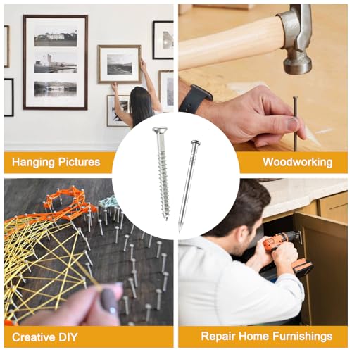 KURUI Picture Hanging Nails & Wood Screws Kit,350Pc 6 Nail & 6 Screw Sizes