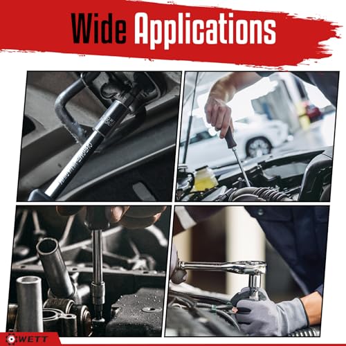 WETT 1/4" and 3/8" Drive Socket Set, 86-Piece Socket Wrench Set with Quick-Release Ratchet, Extention Bar, Adapter, 1/4" Bits, CR-V Steel, Metric/SAE, Deep/Shallow, Mirror Chrome Finish - size: 86pcs 1/4" & 3/8" (SAE/Metric, Deep/Shallow)