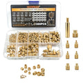 Heat Set Thread Inserts 380pcs Boxed with M2 M2.5 M3 M4 M5 M6(1/4) M8 Insert Tips for 3D Printing Components and Plastic Parts-Brass Metric Knurled Nuts - size: 380Pcs-Assortment Kit