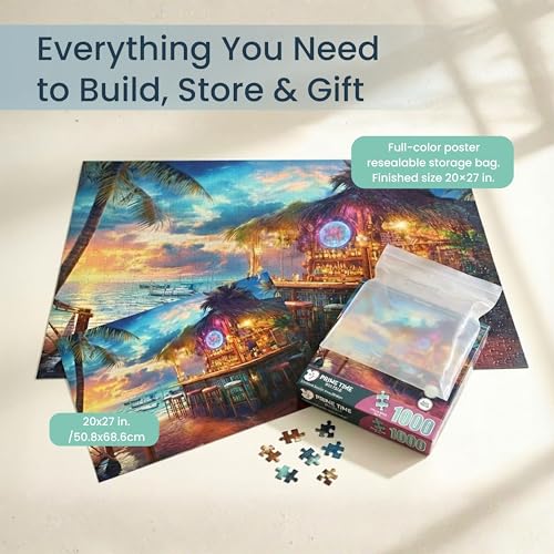 Adult Jigsaw Puzzle Beach Bar at Sunset 1000 - color: Island Escape