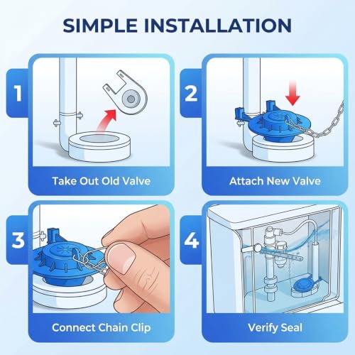 2 Pack 2 Inch Universal Toilet Flapper Replacement Kit, Silicone Rubber Toilet Stopper Flapper with Stainless Steel Chain, Water Saving Easy Install Fit for Popular Brands Toilet Tank Repair