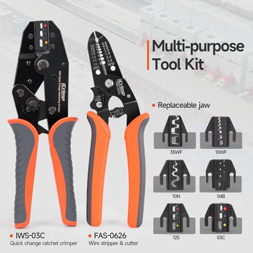 iCrimp Ratchet Crimping Tool Set with Quick Change Jaws AWG 20-2