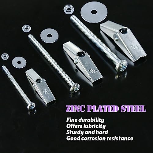 Swpeet 120Pcs 30 Set 1/4 Inch Toggle Bolts and Wing Nut Kit with Hex Nuts, Washers, Toggle Bolt Assortment Kit, Butterfly Toggle Anchors for Hanging Heavy Items on Drywall - size: 1/4 Inch