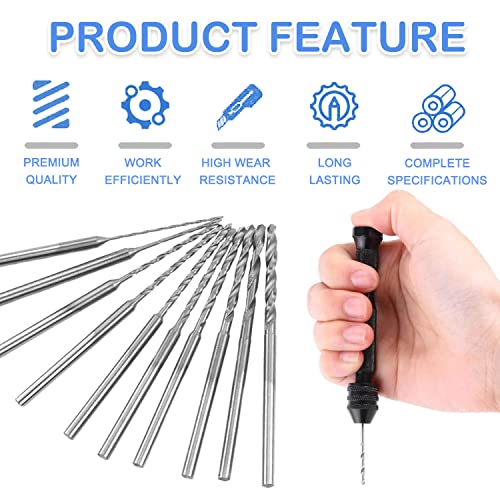 Mini Twist Drill Bits Set - 12Pcs 0.5mm-2.0mm Micro Wood Drill Bit 2.35 Shank Titanium Coated HSS Engraving Drill Bits Hole Drilling Tool for DIY Resin, Beads, Jewelry (12)