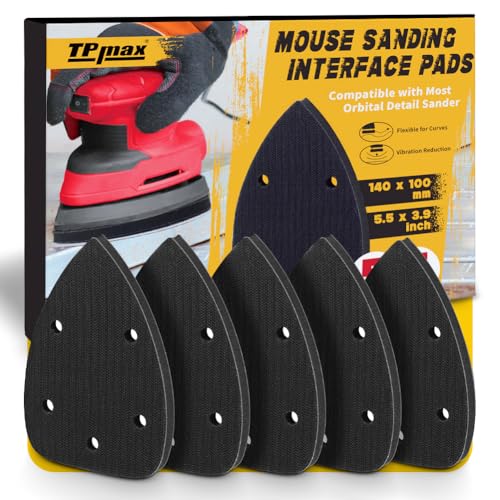 5 Pack Mouse Detail Sanding Pads Hook & Loop Sponge Interface Pads for Detail Sanders Woodworking