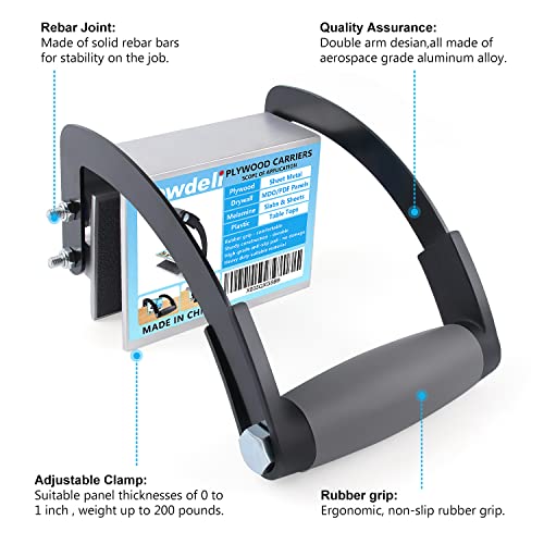 Newdeli Plywood Carrier, Panel Carrier, Drywall Carrying Tool Plywood Lifting Tool for Wood, Synthetic Cement Board - Clamping Thickness up to 3/4 inch - size: 1 Pack - Max to 3/4 inch