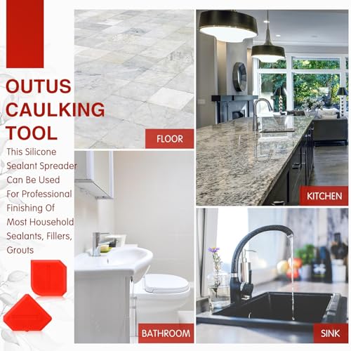 Outus 2 Pieces Caulking Tool Set Silicone Sealant Grout Tool for Kitchen Bathroom Floor Sealant Sealing(Red) - color: Red