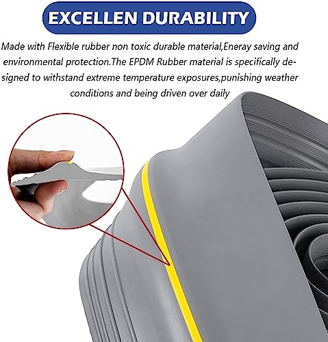 ToLanbbt 12Ft/3.7M Universal Garage Door Rubber Threshold Strip with 300ml Black Adhesive/Sealant, Weatherproof Seal Strip DIY Weather Stripping Replacement (Grey+Yellow) - color: Grey+Yellow, size: 12 Ft (incl. 1 adhesive)
