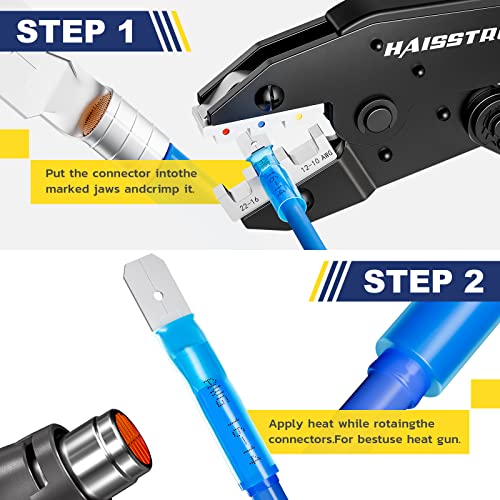 haisstronica 460PCS Heat Shrink Spade Connectors, 22-10 AWG, Male/Female - size: AWG 22-10, style: Male&Female Kit 460PCS