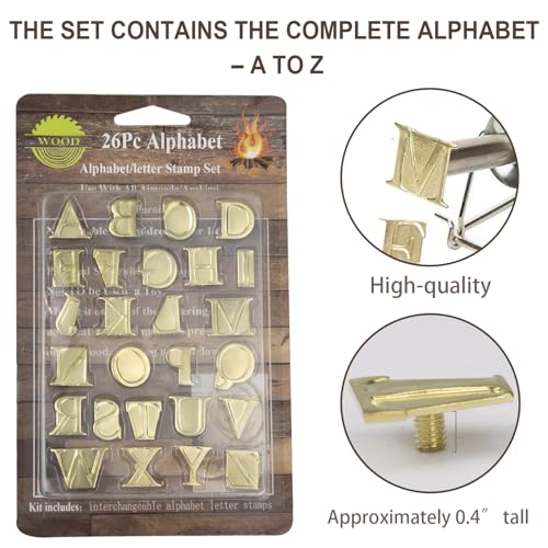 Arokimi Wood Burning Tips,Uppercase Alphabet HotStamps Set for Branding and Personalization of Wood, Leather, and Other Surfaces, Letters