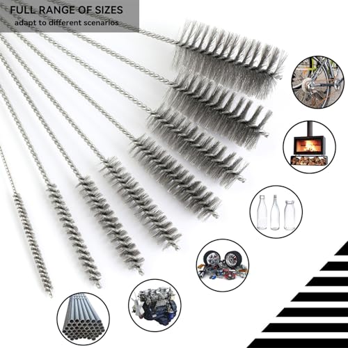 12 Inch Pipe Cleaning Brush Set with Stainless Steel Bristles, Steel Wire Tube Brush Kit for Auto Parts Polishing, Machining, Bottles, Tubes, Etc.（50mm-4pcs） - color: 4PCS, size: 2"(50MM)-4PCS