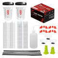 Disposable Paint Cups for Spray Gun,Mixing Cups 26 Ounce (800ml) Kit with 50 Cups and Lids with Strainer System for HVLP&LVLP,2 Hard Cups with Retainer Ring,20 Plugs,3 Caps,2 Adapters,1 Wash Bottle - size: 26 oz (Large)-50Pack