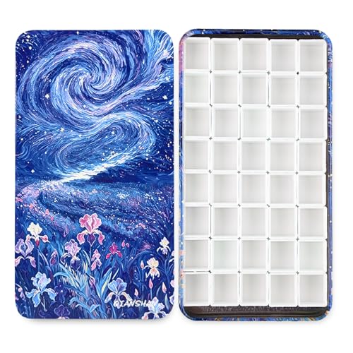 qianshan 40Pcs Empty Half Pans Watercolor Tin Palette with Magnetic Stripe - color: Starry Iris