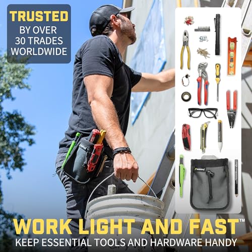 Joey Pouch PRO | Clip-On Tool Belt Bag for Tools, Screws, and Nails - Great for an Electrician, HVAC Tech, Plumber, Carpenter, Contractor, Handy Man, and Any Tradesperson - Metal Clip - style: Joey Pouch Pro (Big)