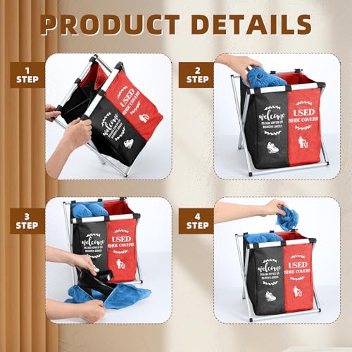Wonderjune Foldable Disposable Shoe Cover Box Dispenser, Black, Red - color: Black, Red