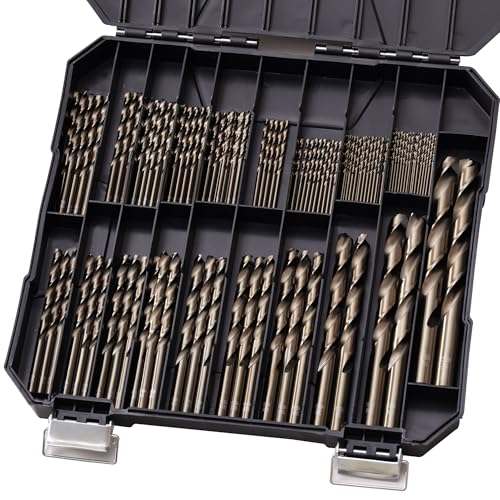 Cobalt Drill Bits Set for Hardened Metal and Stainless Steel, 122Pcs 1/16"-1/2" M35 HSS Twist Jobber Metal Drill Bits, with Index Storage Case - size: 1/16-1/2 in (122 pcs)