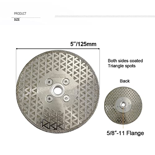 SHDIATOOL 5Inch Diamond Grinding Disc Cutting Wheel 5/8-11 Arbor for Marble - size: 5" Double(Thread:5/8"-11)