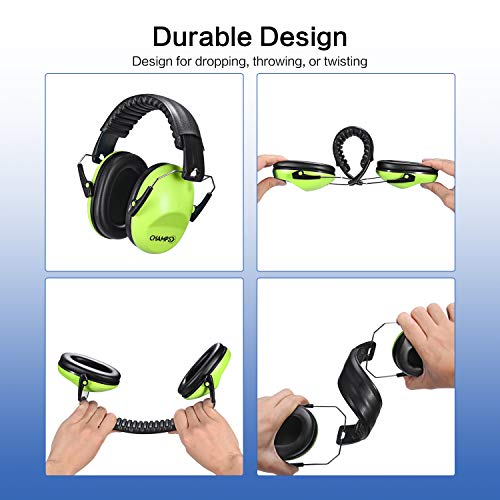Champs Ear Muffs for Noise Reduction Earmuff Noise Protection Reduction Headphones for Toddlers Kid Children Teen NRR 25dB Safety Hearing Ear Muff Air Shows, Concerts, Firework, Study [Green] - color: Green