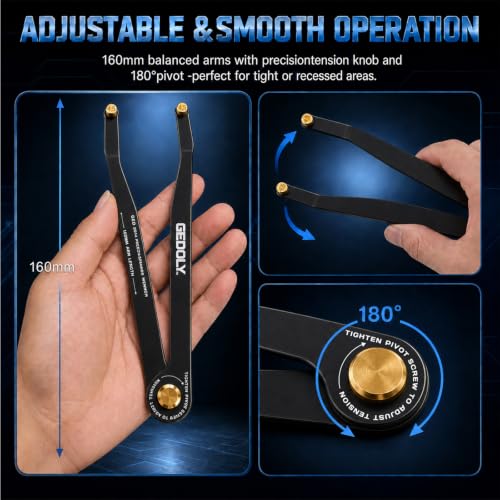 Adjustable Pin Spanner Wrench Set, Heavy Duty Shock & Lock Nut Tool