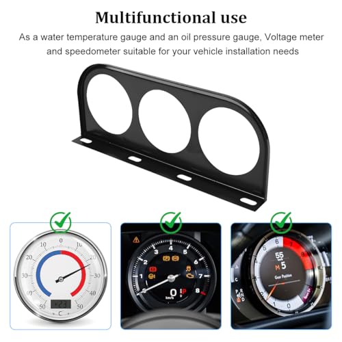Zpana Car Three Hole Gauge Mounting Panel, 2 Inch Vehicle Dashboard Gauge Pillar Mounting Bracket Pod, Automotive Dash Instrument Holder Replacement, Universal for SUV Automobile Truck - size: Three Hole