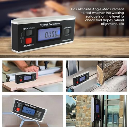 Digital Angle Finder Magnetic Protractor Inclinometer Angle Level Meter Tool Digital Protractor Bevel Gauge for Woodworking, Table Saw, Construction V-Groove 0~360 degree with Backlight