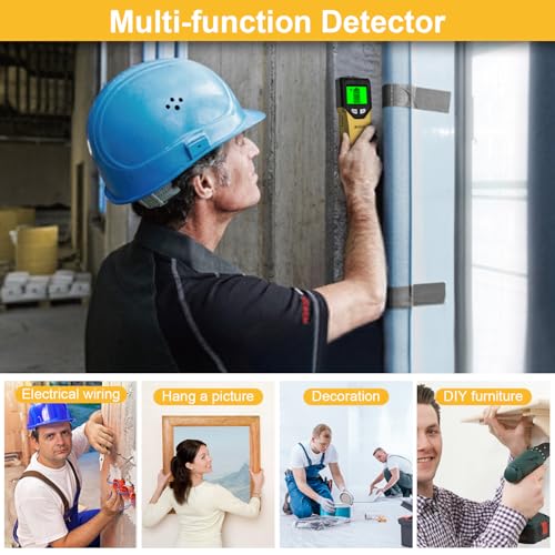 Stud Finder Wall Scanner - 5 in 1 Stud Finder Tool w/Smart Chip and HD LCD Display, Stud Detector Beam Finders for the Center and Edge of Wood AC Wire Metal Studs Joist Pipe (‎Silver Plate)