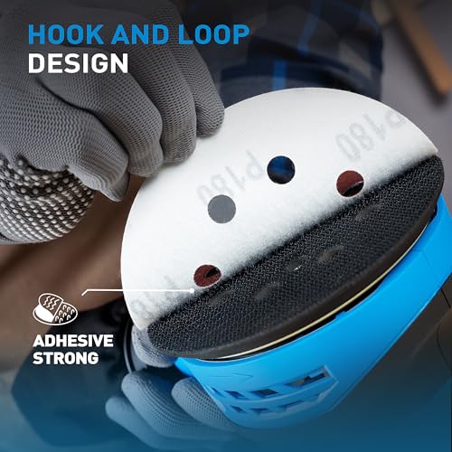 S SATC 72 PCS 5 Inch 8 Hole Hook and Loop Adhesive Sanding Discs Sandpaper for Random Orbital Sander 40 60 80 120 180 240 320 Grits - style: 72PCS 5 Inch Assort Grit