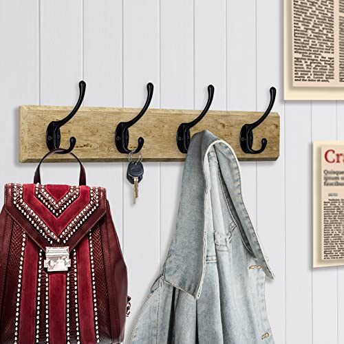 IBosins 30 Pack Heavy Duty Utility Black Dual Coat Hooks for Coat, Bag, Hat | Coat Hooks Wall Mounted with 60 Screws Retro Double Hooks Utility Hooks for Scarf, Towel, Key, Cap, Cup - color: 30 Pcs Black