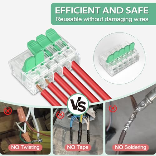 30PCS Lever Wire Connectors 5 Port Electrical Connectors Lever Nuts - size: 5 Ports
