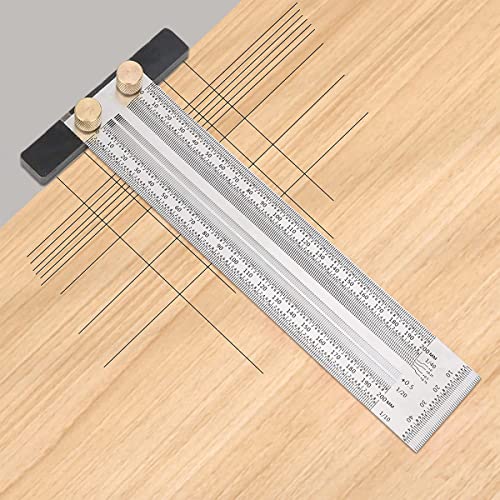 Ultra Precise Marking T-Rule Stainless Steel Marking Ruler,T Square High Precision Woodworking Tools Compatible Mechanical Pencil,Positioning Scribbling Gauge for Carpenter Engineer (120mm)… - style: 120mm
