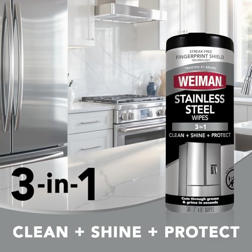 Weiman Stainless Steel Cleaner & Polisher, 30 Ct Wipes, Kitchen Appliance - style: 30 Count (Pack of 1)