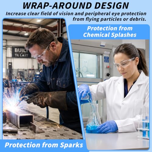 110 PCS Safety Glasses for Men Women ANSI Z87.1 Protective Eyewear - color: Clear