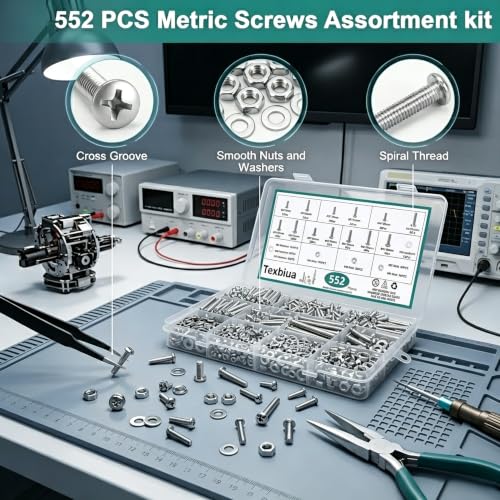552 Pcs Metric Screws Nuts and Bolts Assortment Kit, M3 M4 M5 M6 Set Screws