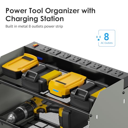 CCCEI Wall Mount Modular Tool Charging Organizer, Grey, 1 Pack, 3 Tier. - color: Grey