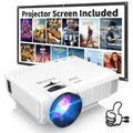PANSEBA 1080P Mini Projector with Screen, Portable Home Theater Movie Projector with Two-Way Bluetooth, HDMI/USB Input for Smartphone/TV Stick, Ideal for Indoor & Outdoor Use, White - style: Basic Version